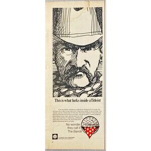 Titleist Golf Balls "No wonder they call it the Bandit" Vtg Print Ad 1968